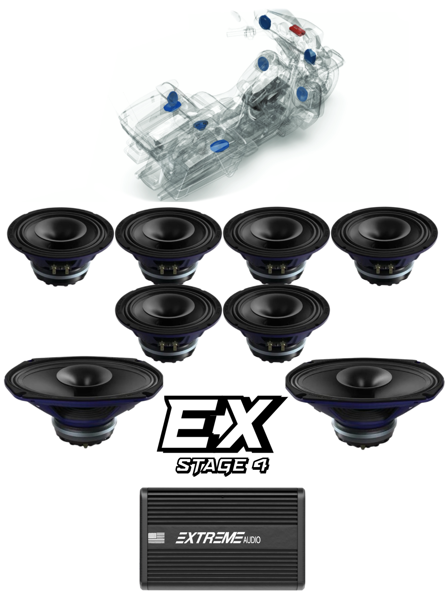 CVO® | Road Glide® | STAGE 4 | "EX" Plug & Play Audio Kit (1998-2013)